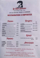 Menu Le Bon’Homme - Pizzas, burgers, kebabs,....