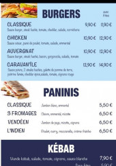 Menu Le kiosque - Burgers, paninis, kebab,...