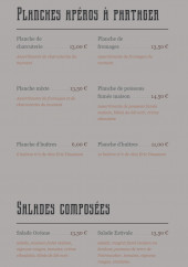 Menu La Planche - Les planches et  salades