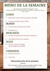 Menu 3 Brasseurs - Un exemple de menu du semaine