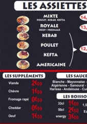 Menu Star Kebab Tacos - Les assiettes; suppléments et sauces,...