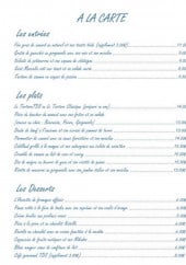 Menu La Table des Sports - Les entrées, plats,...