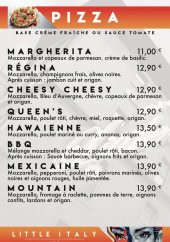 Menu Little Italy - Les pizzas