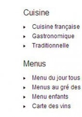 Menu Auberge de l'Ecurie - Informations sur le  menu