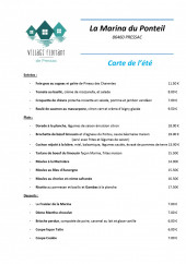 Menu La Marina du Ponteil - La carte e l' été