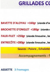 Menu Le Pont de Bois - Grillades côté plancha