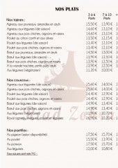 Menu Riad Zohra - Les plats