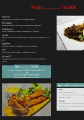 Menu Tan Saigon - Les plats