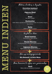 Menu Dino's - Le menu indien