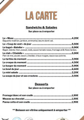 Menu Le Corot - Les sandwiches , salades, desserts et boissons