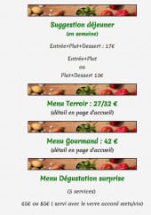 Menu Auberge La Source - Les formules