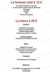 Menu Le restaurant de la diligence - La formule midi à 12€ et le menu à 20€