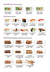 Menu Fujiyama - Les sushis, yakitoris, ...
