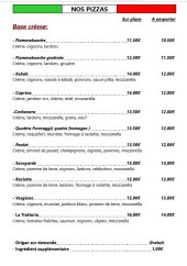 Menu La Trattoria - Nos pizzas base crème