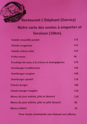 Menu L'éléphant - La carte