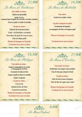 Menu Bar Restaurant du Chatelet - Les menus