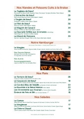 Menu La Table du Lac - Les viandes et poissons, plats, ...