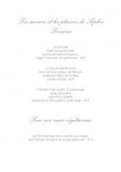 Menu Les Jardins de Sophie - Poissons et plats végétariens 