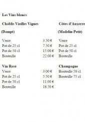 Menu Au 87 - Les vins