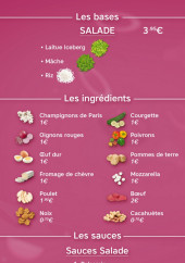 Menu Kowwok - Les bases salade, ingrédients et sauces salades