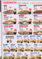 Menu Le Daily Auxerre - Les sandwichs, burgers