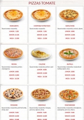 Menu Pizza Di Mario - Les pizzas base tomate