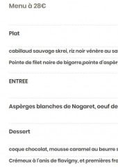 Menu La Table Du Martin Bel Air - menu à 28€