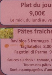 Menu Bar du Château - Les  plats du jour et pates  fraiches