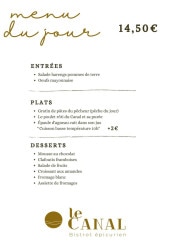 Menu Restaurant du Canal - Exemple de menu du jour