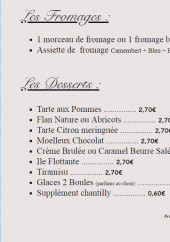 Menu La Florentine - les fromages et desserts