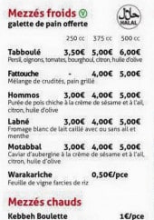 Menu Chez Le Libanais - Les mezzées