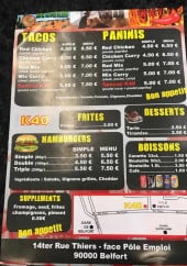 Menu K40 - Tacos, panini, frites,......