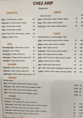 Menu Akif - La carte