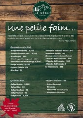 Menu La Cabane - Suggestions du chef, gourmandises et desserts 