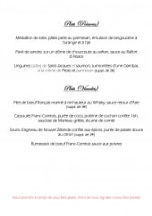 Menu L'Escorneil - Poissons et viandes