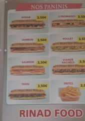 Menu Rinad Food - Les paninis