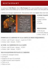 Menu Côté bistrot - Informations sur les menus