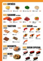 Menu Super Sushi - Les entrées, les sashimis, les yakitoris...