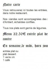 Menu Auberge de la Tour de Saint Martin - Les menus