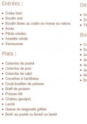 Menu Délices Créoles - Les entrées, plats,....