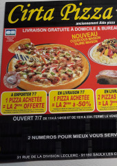 Menu Cirta Pizza - Carte et menu Cirta Pizza
Saulx les Chartreux