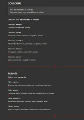Menu Le Mystic - Les couscous et tajines
