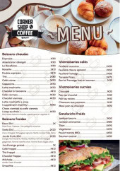 Menu Corner shop coffee - Les boissons chaudes, boissons froides et sandwichs froids,...