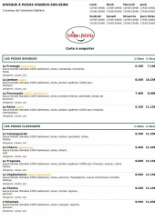 Menu Le Kiosque à Pizzas - Les pizzas