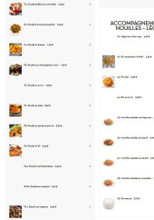 Menu Asian Food - Les plats, accompagnements, ....