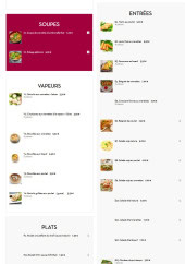 Menu Asian Food - Les entrées, soupes, ...