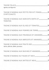 Menu Au Palais de Marrakech - Les tagines