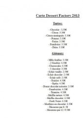 Menu Eat Factory - Les tartes et les gateaux