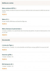 Menu Tokyo sanaya - Les meilleures ventes et nouveautés