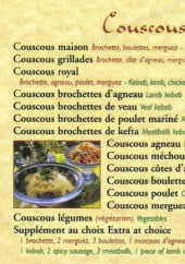 Menu Au Soleil du Maroc - Couscous